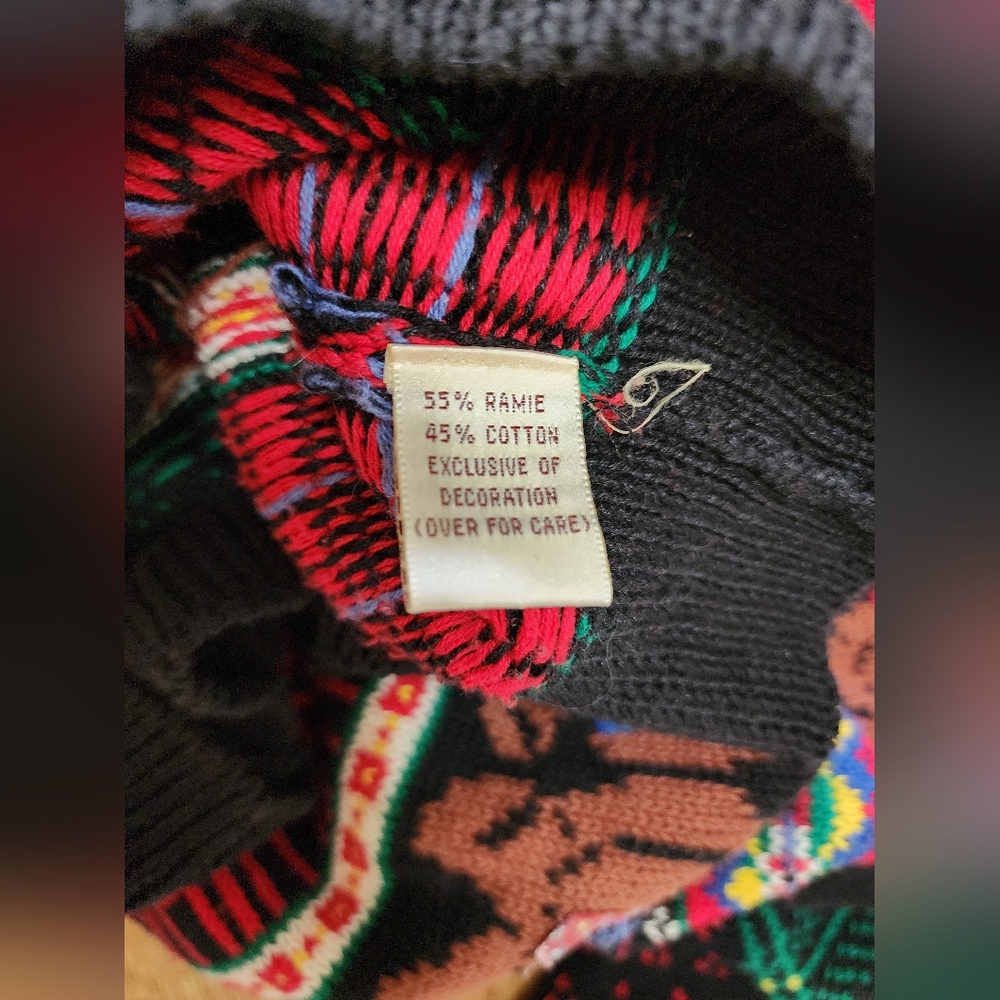 Vintage 90s Susan Bristol Sweater Women L Teddy Bears Hand Embroidery Fair Isle - Picture 8 of 10